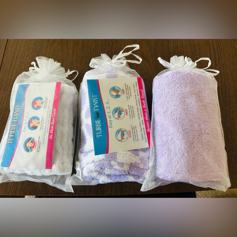 Turbie Twist Lavender and White Hair Towels Set - Picture 2 of 5